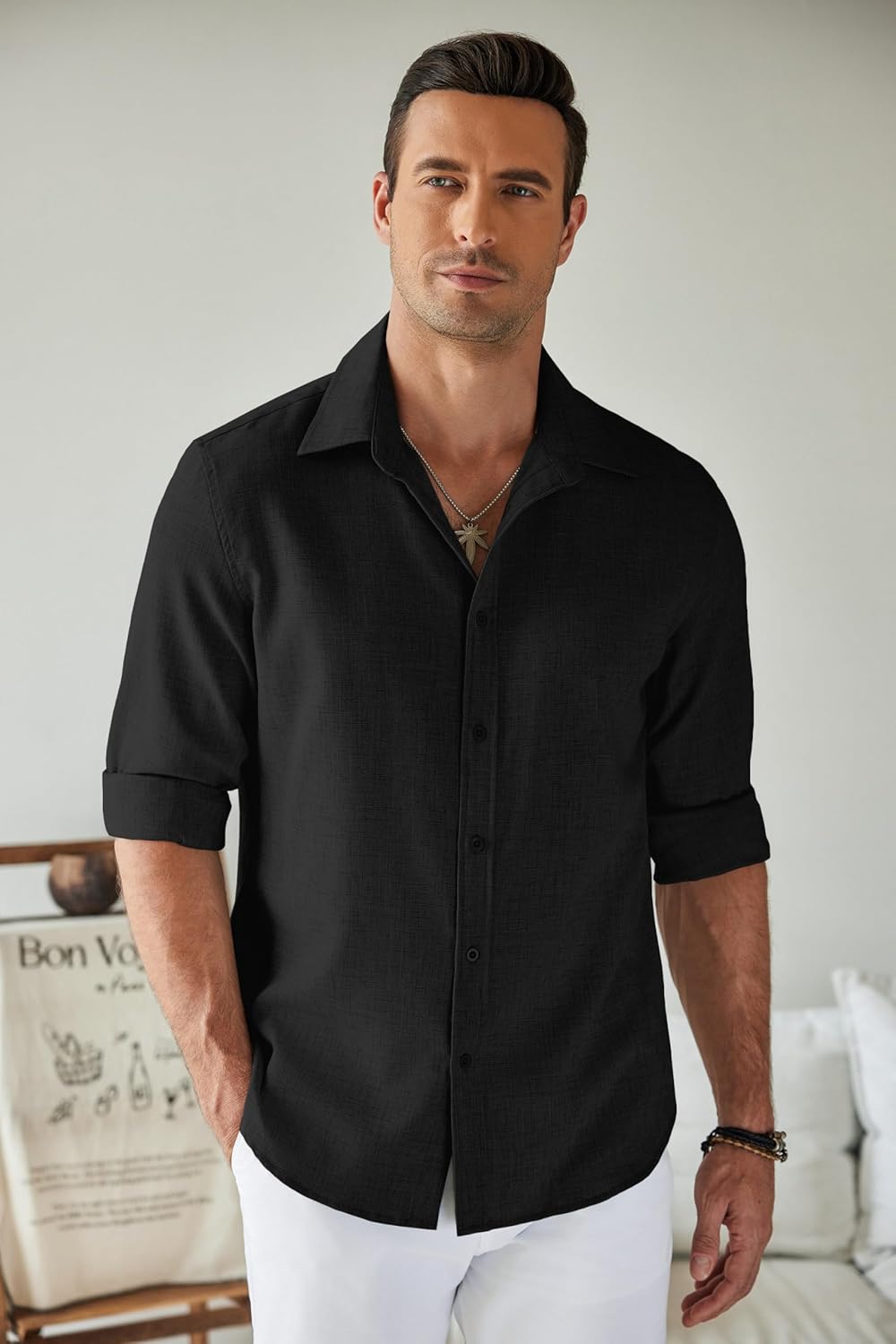 Riviera Linen Shirt – 100% Linen, Long Sleeve Elegance for Summer Days | Buy 1, Get 1 Free