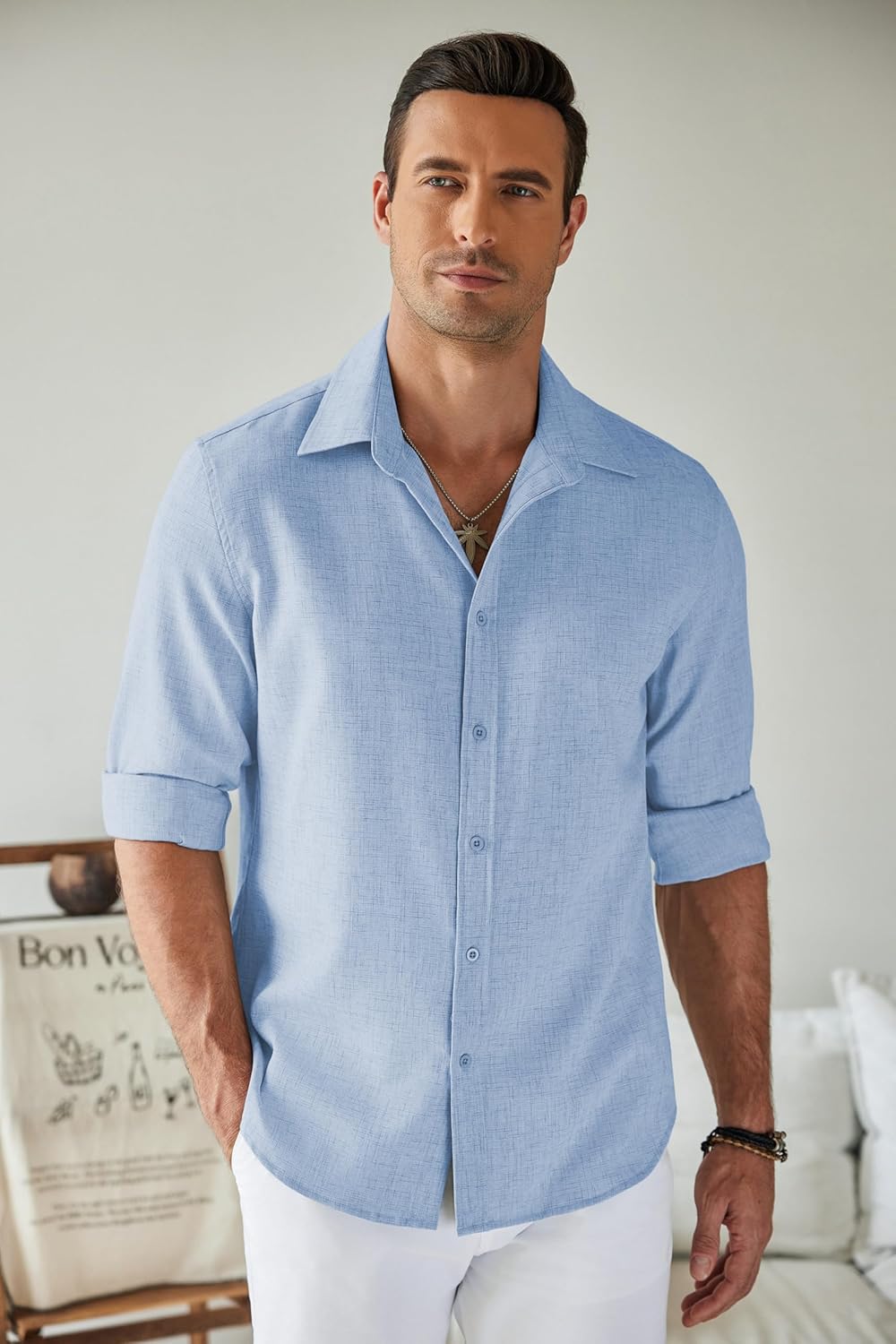 Riviera Linen Shirt – 100% Linen, Long Sleeve Elegance for Summer Days | Buy 1, Get 1 Free
