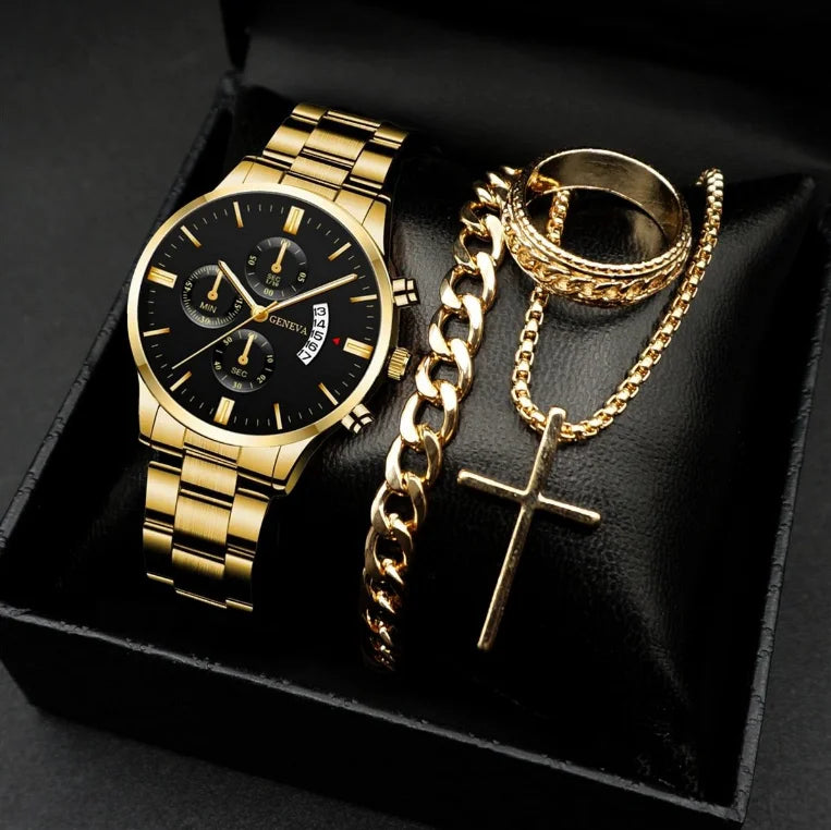 The Olympian – Luxor Men™ Curated 4-Piece Gold Set