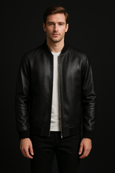 Clarey Camden Leather Bomber – Black Nappa Lambskin