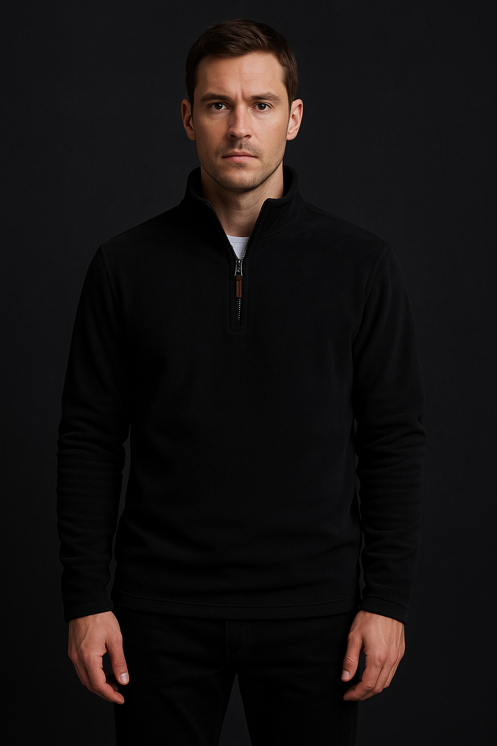 Clarey Hampstead Quarter-Zip – Black Technical Microfleece