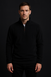 Clarey Hampstead Quarter-Zip – Black Technical Microfleece