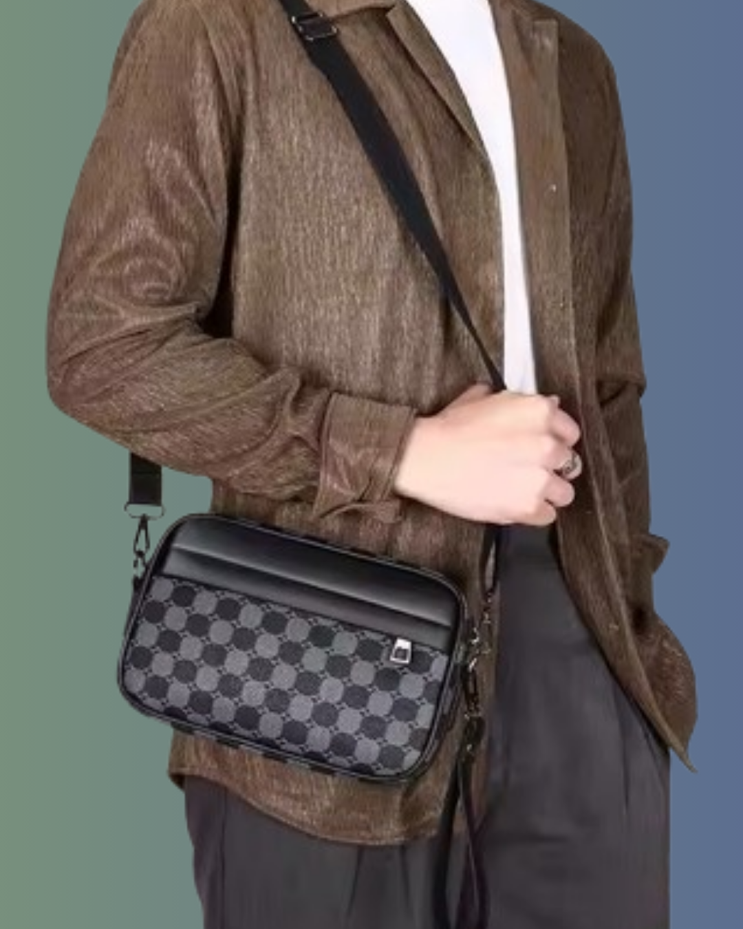 The Mayfair Messenger – Luxor Men™ Chequerboard Canvas Bag - Buy 1 Get 3 Bracelets