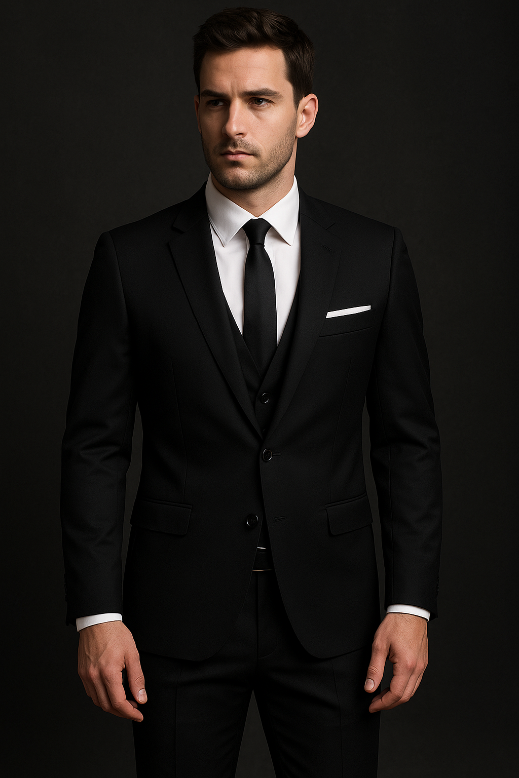 Clarey Savile 3-Piece Suit – Midnight Wool-Stretch Twill