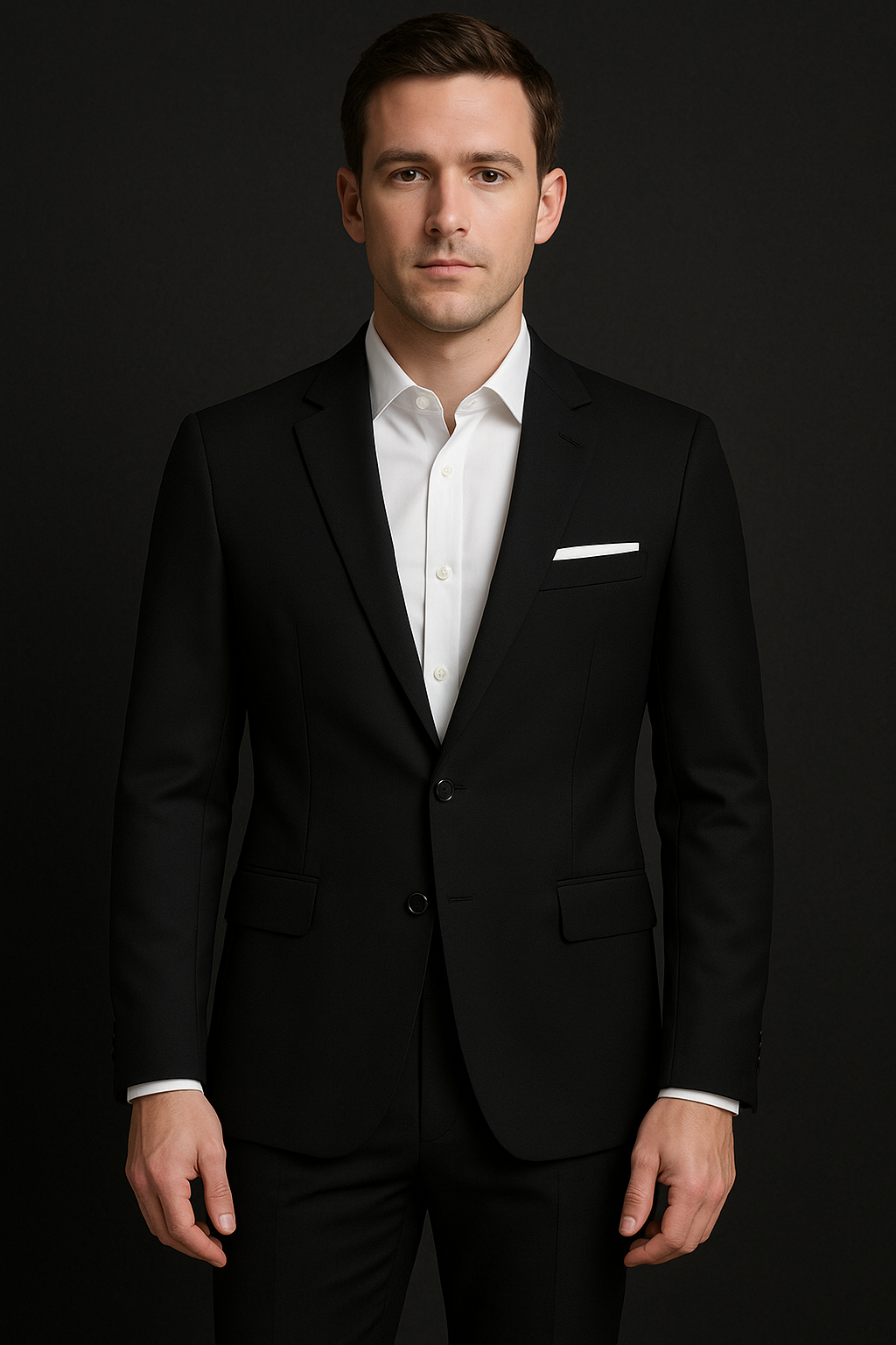 Clarey Soho Shawl-Lapel Blazer – Black Wool-Stretch Twill